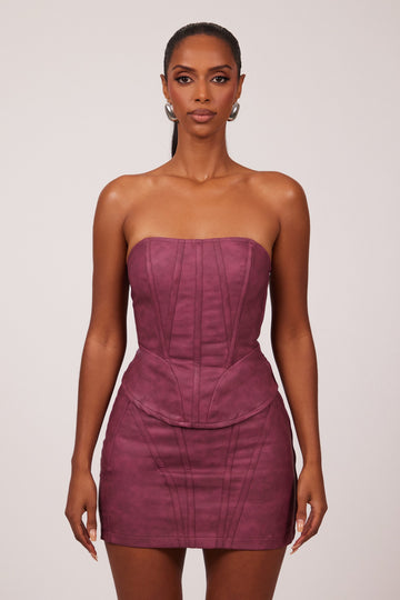 The Leather Panel Corset in Washed Purple