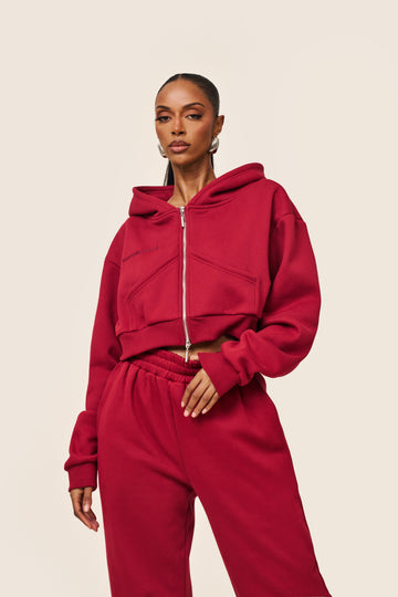 The Classics Cropped Zip Hoodie in Red