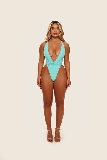 Fishtail Swimsuit in Aqua Blue