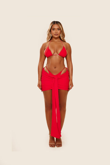 Tie Up Mini Skirt in Red