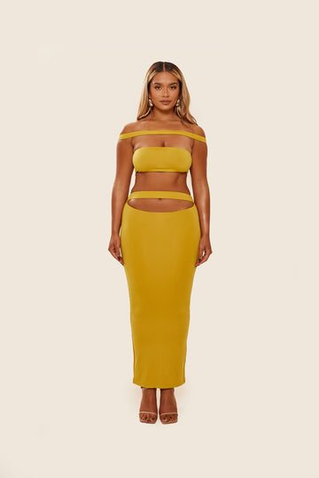 The Off Shoulder Midaxi Set in Mustard