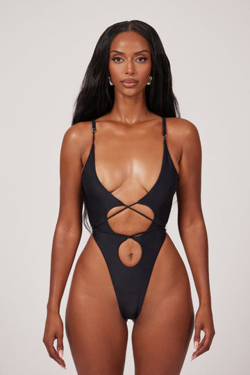 Tie Me Your Way Swim in Black