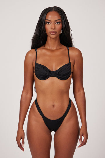 Ruched Cup Bikini in Black