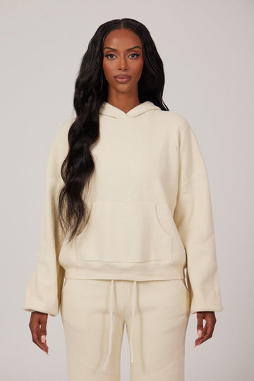 The Mars Soft Knit Hoodie in Cream