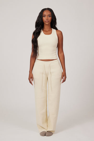 The Mars Soft Knit Straight Leg Joggers in Cream