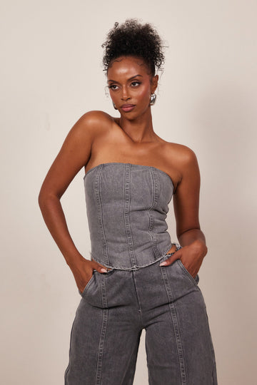 The Brooke Corset in Grey Wash