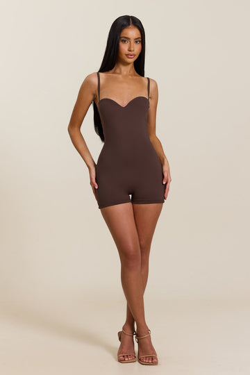 The Sculpt Playsuit in Brown