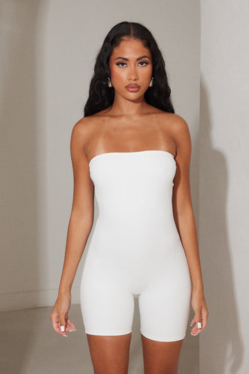 The Sculpt Short Unitard in White