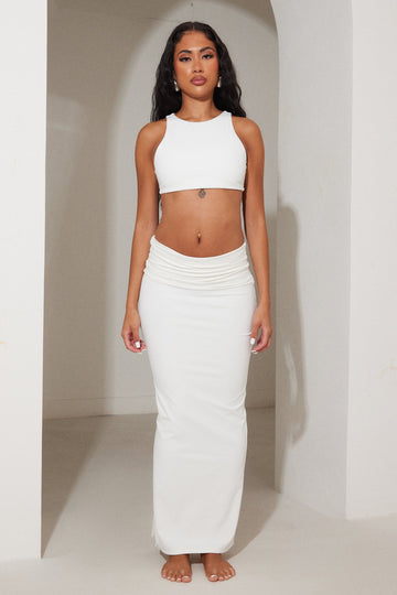 The Sculpt Foldover Maxi Skirt in White