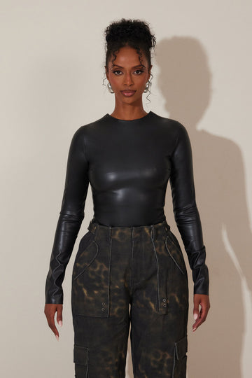 The Rumer Long Sleeved Bodysuit in Black