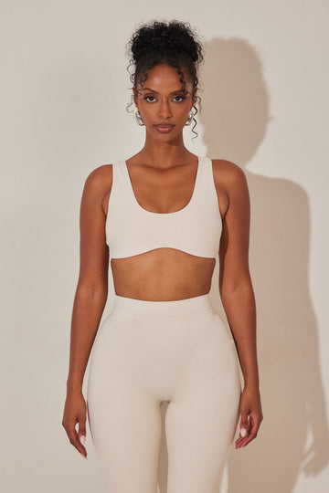 The Scoop Neck Sculpt Bralet in Stone