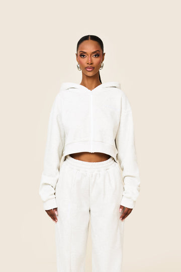 The Essentials Cropped Jacket in Marl Grey