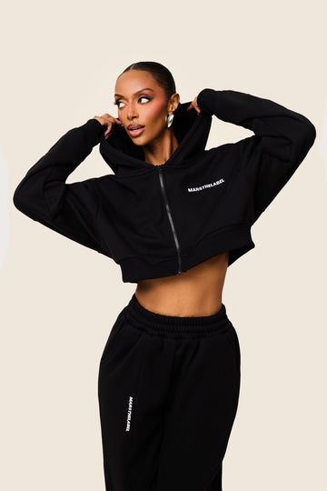 The Essentials Cropped Jacket in Black