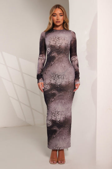 The Zol Midaxi Dress in Snake print