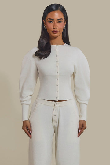 The Knit Button Up Cardigan in Cream