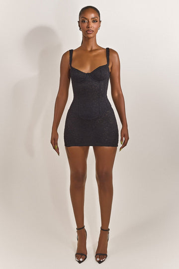 The Cinched Lace Corset in Black