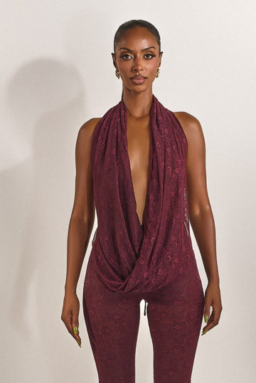 The Leia Top in Plum Lace