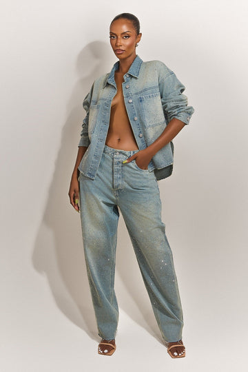 The Kai Rhinestone Jeans in Blue