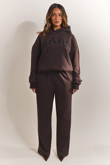 The Varsity Straight Leg Jogger in Brown