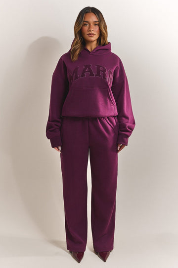 The Varsity Straight Leg Jogger in Plum