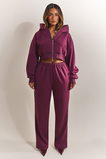 The Classics Cropped Zip Hoodie in Plum