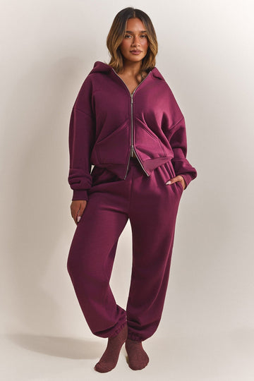 The Classics Longline Zip Jacket in Plum