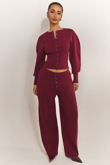 The Knit Button Up Cardigan in Burgundy
