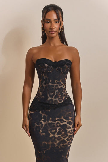 The Jayde Corset Top in Leopard Print