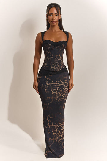 The Jayde Maxi Skirt in Leopard Print