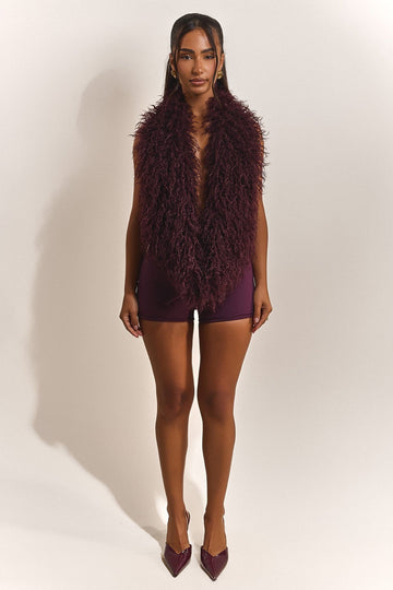 The Fur Leia Top in Wine