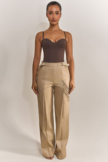 String detail leather trousers