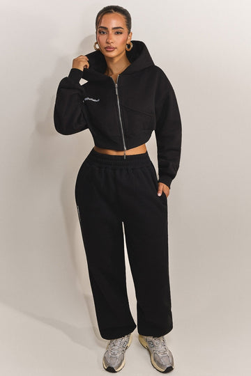 The Classics Cropped Zip Hoodie in Black