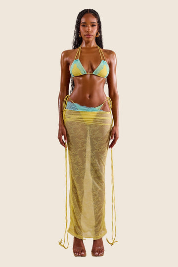 The Ray Lace Maxi Skirt in Yellow
