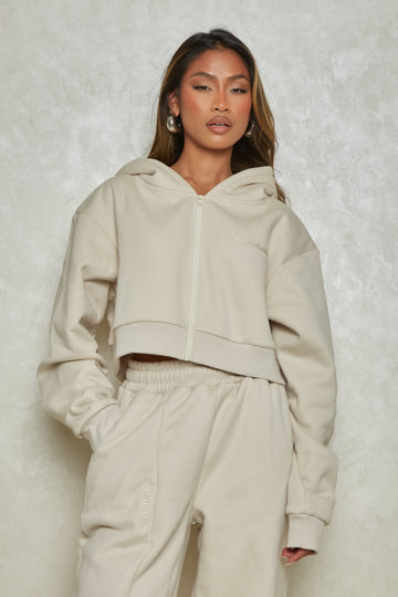 The Essentials Cropped Jacket in Stone