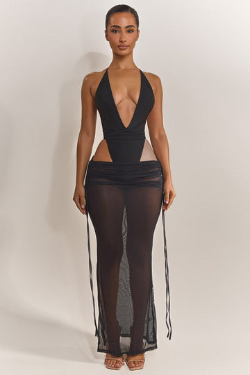 The Vela Cover-Up Maxi Skirt in Black