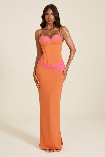 The Veda Maxi Skirt in Orange