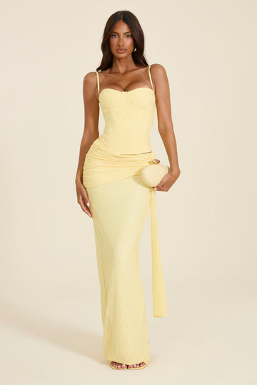 The Lexi Lace Maxi Skirt in Butter Yellow