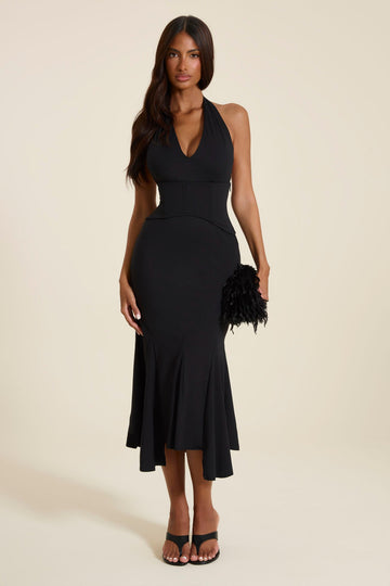 The Gisele Corset Maxi Dress in Black
