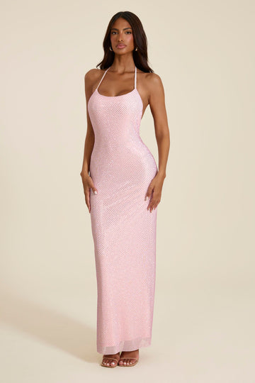The Marina Hotfix Maxi Dress in Pink
