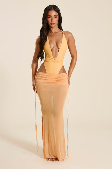The Vela Cover-Up Maxi Skirt in Light Orange