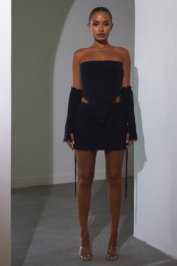 Distressed Knit Set in Navy