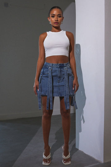 Cargo skirt in Light Wash