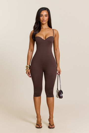 The Sculpt Capri Jumpsuit in Brown