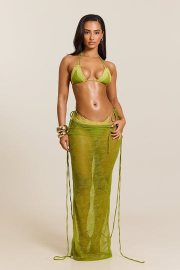 The Ray Lace Maxi Skirt in Green
