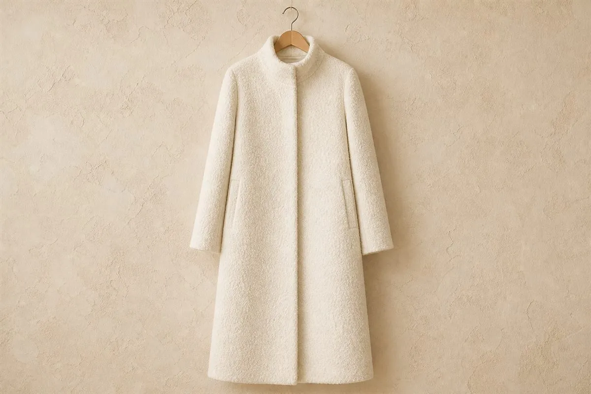 Manteau Long en Laine Bouclée